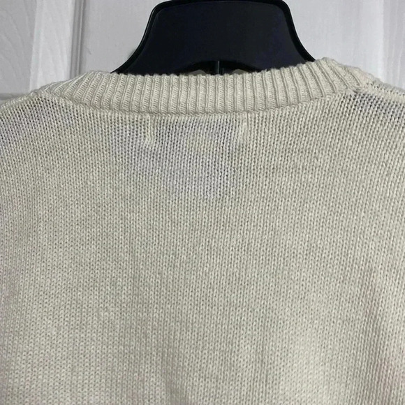 Victoria Harbour cream sequin & pearls cotton knit sweater size Medium - Picture 10 of 12